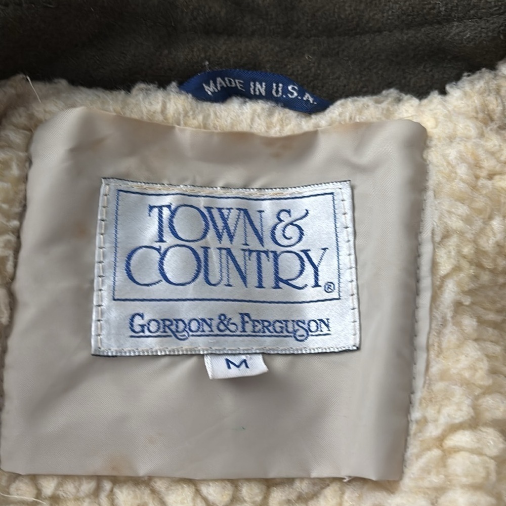 Vtg Town & Country by Gordon & Ferguson Wool Blend w/ Sherpa BomberJacket Mens M - Picture 2 of 13